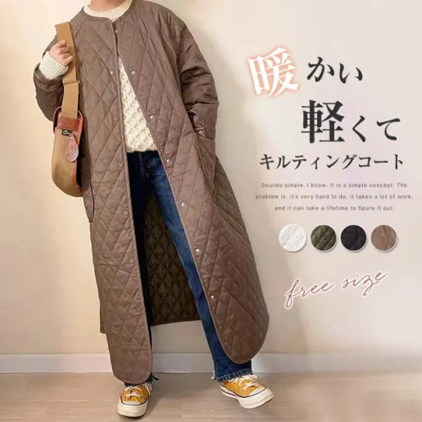 ロングコート アウター レディース コート 冬 黒 キルティングコート ミセス 大きいサイズ 防寒 あったか おしゃれ 可愛い 体型カバー