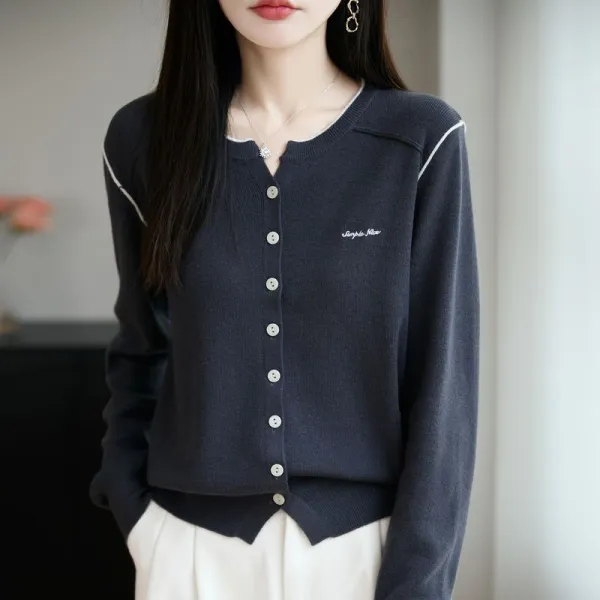 人気商品再入荷 ボタン 長袖 ラウンドネック アルファベット 森ガール ニットセーター