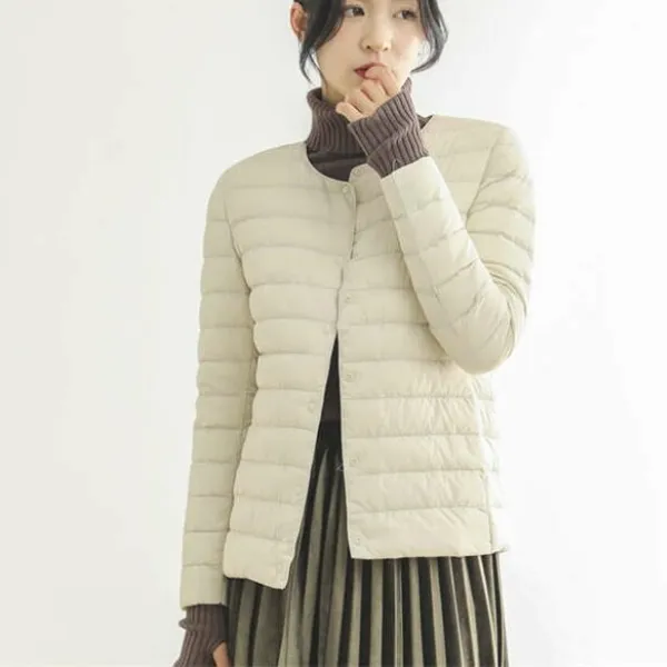 インナーダウン ライトダウン ライナーコート ダウン ジャケット  ダウン  レディース ラウンドネック Vネック