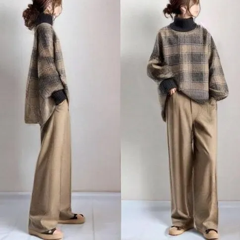 【2点セット】ランタンスリーブ  ロングパンツ  タートルネック  おしゃれ / ファッション