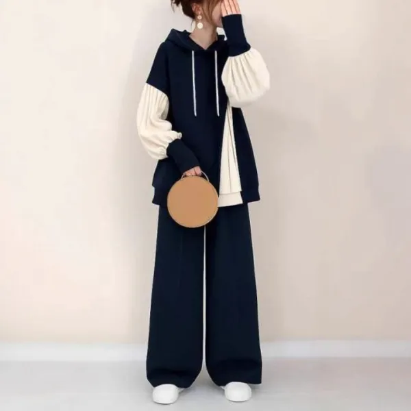 【2点セット】長袖  ロングパンツ  フード付き  新作  日本風  【2点セット】  バイカラー