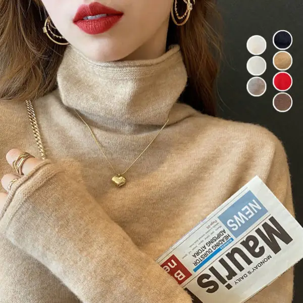 【全7色】セーター休日/外出ハイネック長袖柔軟加工無地ニット｜一番安い新作