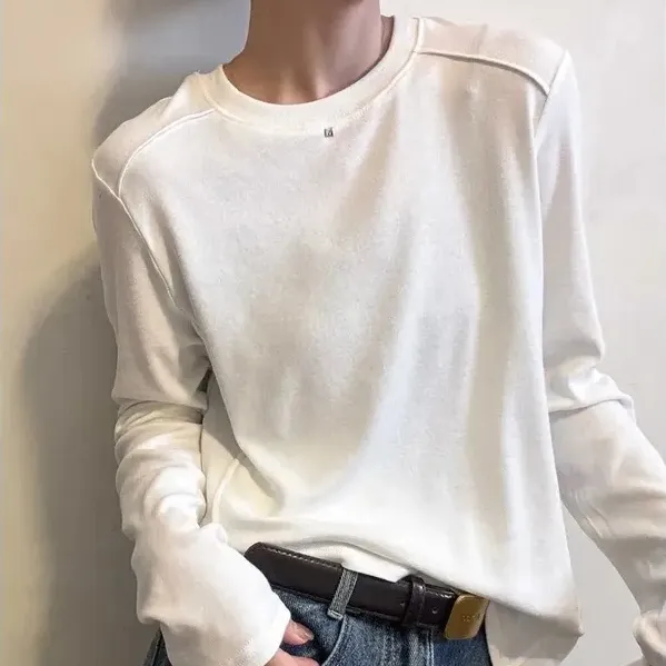 お買い得！ ラウンドネック アルファベット 長袖 プルオーバー カジュアル 長袖トップス