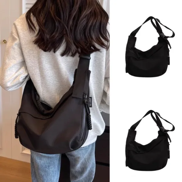おしゃれ度高めファッション感満々男女兼用カジュアル配色ファスナー斜め掛け/肩掛けボディバッグ