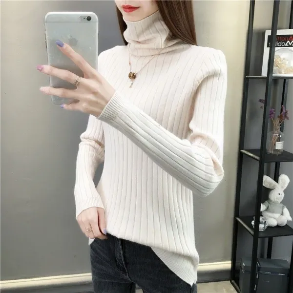 「奇跡の再販」 防寒 オフタートルネック ハイネック 長袖 無地 エレガント ニットセーター