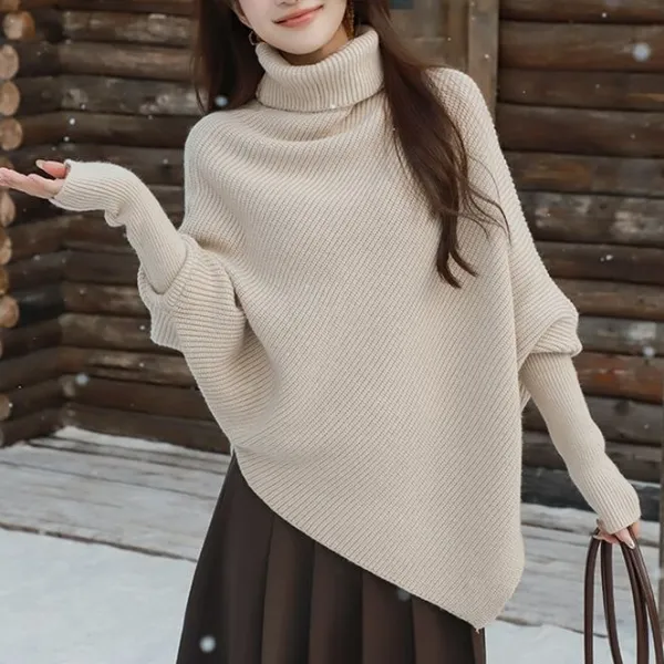 今季トレンドハイネック無地中長ドルマンスリーブ長袖韓国系ニット・セーター