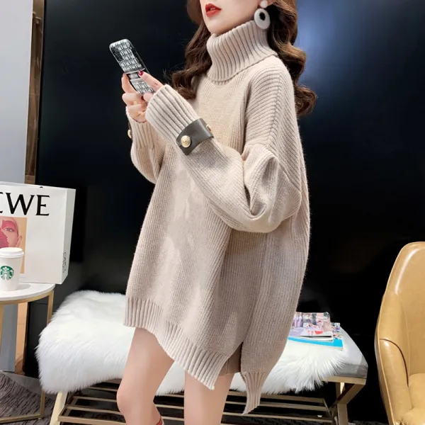 【全3色】セーター無地プルオーバー長袖ハイネック｜視覚的に引き立つ