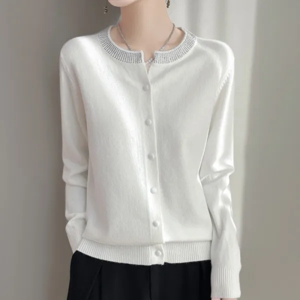 好印象MAX♡ ラウンドネック 長袖 無地 スパンコール ファッション ニットセーター