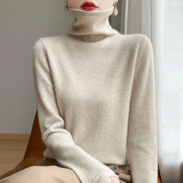 コーデの主役に！ ハイネック オフタートルネック ニット 無地 長袖 韓国系 ニットセーター