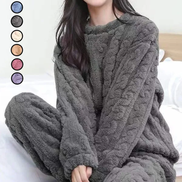 暖かい Basic日常簡約 長袖 無地 パジャマ ホワイト 白 グレー ブルー 青 ピンク