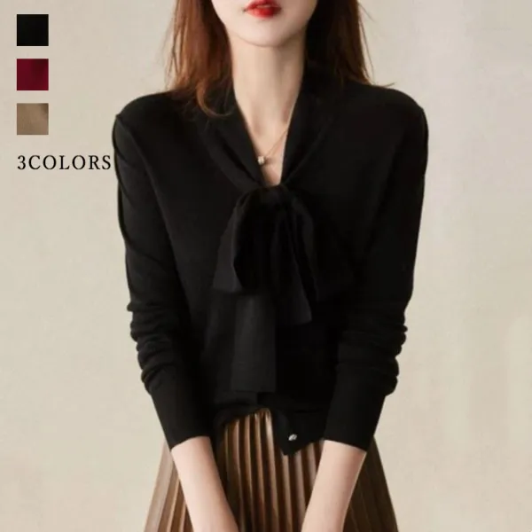 【全3色】ニットセーター長袖Vネック無地 | 大人可愛い