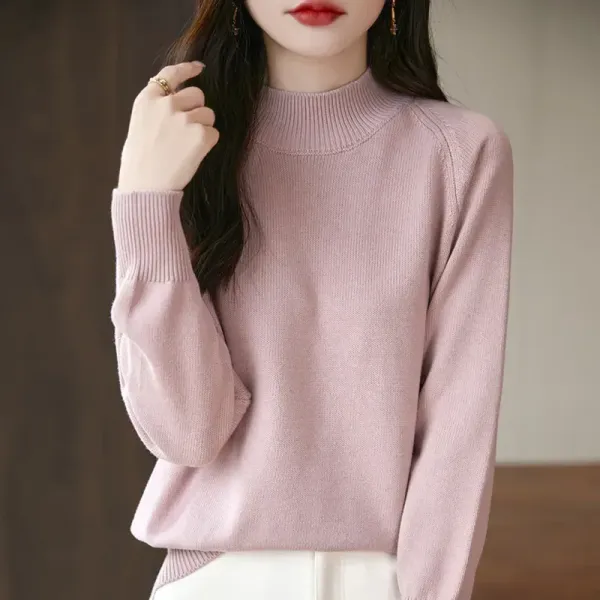 【全6色】ニットセーターハーフネック長袖ラグランスリーブ無地 | 快適な着心地と美しいシルエット