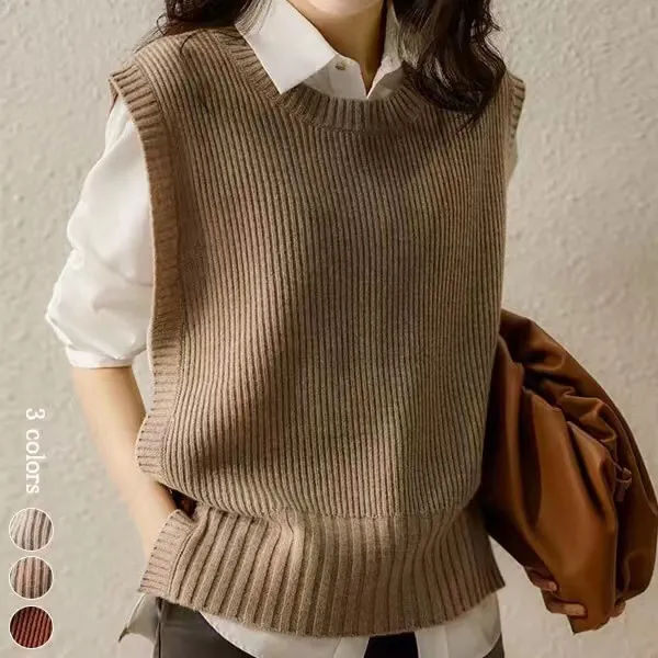 【全5色】ベストラウンドネック無地ノースリーブ | 着回し自在骨格ナチュラルビックシルエットカジュアル