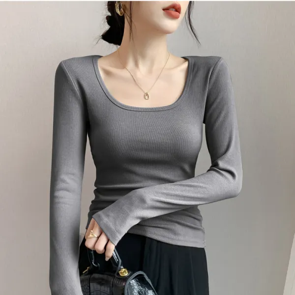 体型カバー  長袖  ベアトップ  裏起毛  トップス