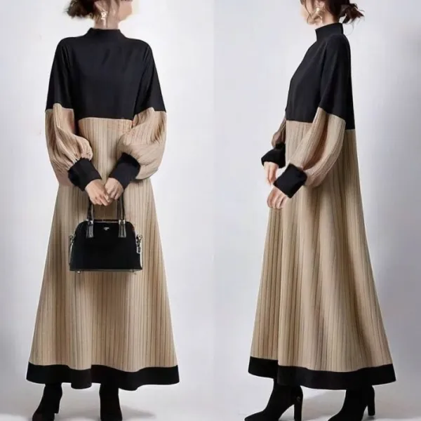 ワンピース  切り替え  ゆったり  タートルネック  新作  日本風