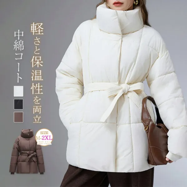 中綿 コート レディース 中綿 ジャケット  中綿 ブルゾン スタンドカラー 立ち襟 アウター 中綿コート 無地 軽量 ジャケット 防寒 大きいサイズ ゆったり アウター ポケット付き 秋 冬