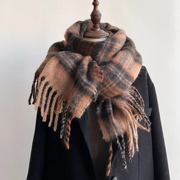 チェック柄配色マフラー・ストール・スカーフ