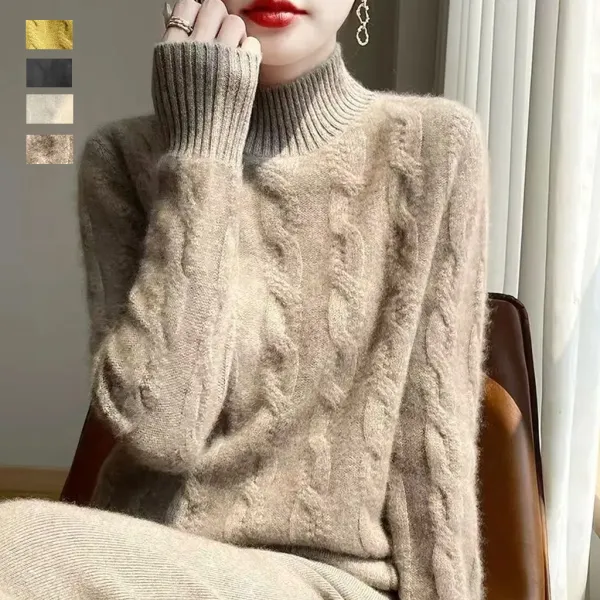 【全4色】ニットセーター骨格ナチュラル長袖無地プルオーバーハイネック