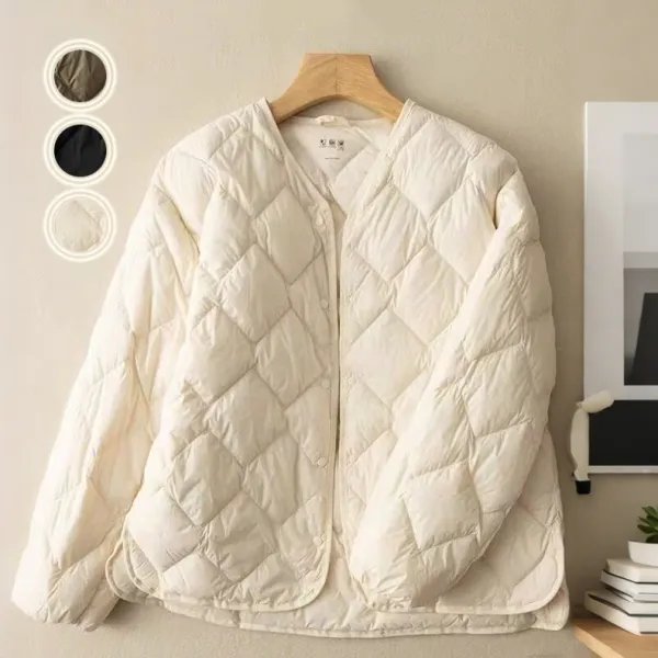 【全3色】中綿コート防寒 Vネック無地長袖 | 毎日参考になる！