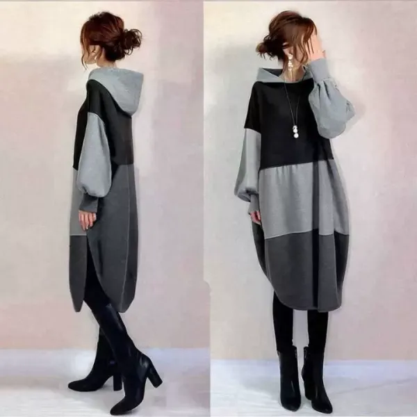 ワンピース  パーカー  フード付き  春  新作  日本風  バイカラー