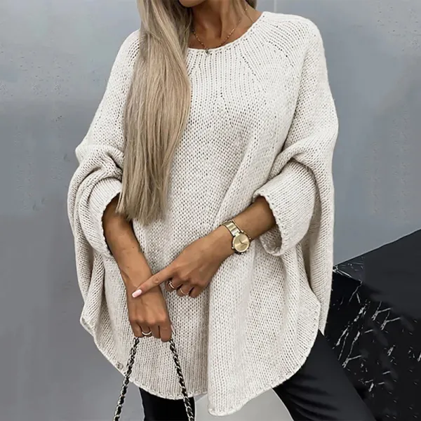 新登場 長袖 ラウンドネック ドルマンスリーブ ビックシルエット 無地 カジュアル ニットセーター