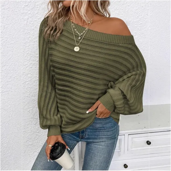 大流行新作 長袖 無地 中長 オフショルダー ドルマンスリーブ ストリート系 ニットセーター