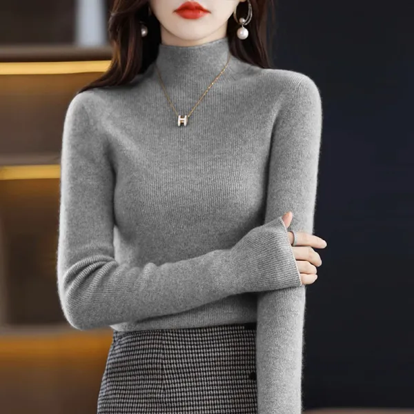 今季トレンド シンプル 定番 ハーフネック 防寒 柔軟加工 10カラー展開 ニットセーター