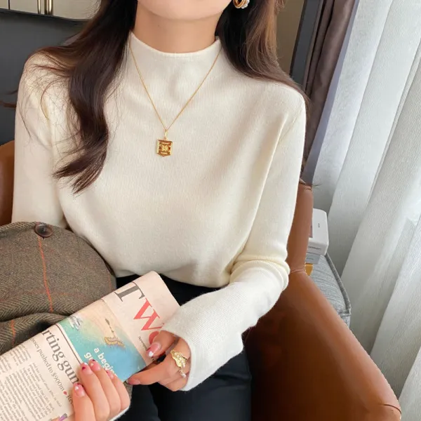 SNSで話題沸騰 ニット ハーフネック プルオーバー 無地 長袖 ファッション ニットセーター