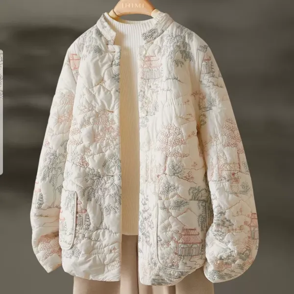 ダウンジャケット  コットン  冬  普通  中華風  刺繍  レディース