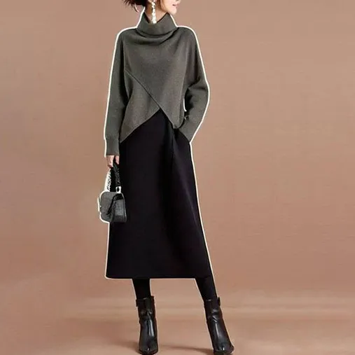 ワンピース  パーカー  切り替え  タートルネック  新作