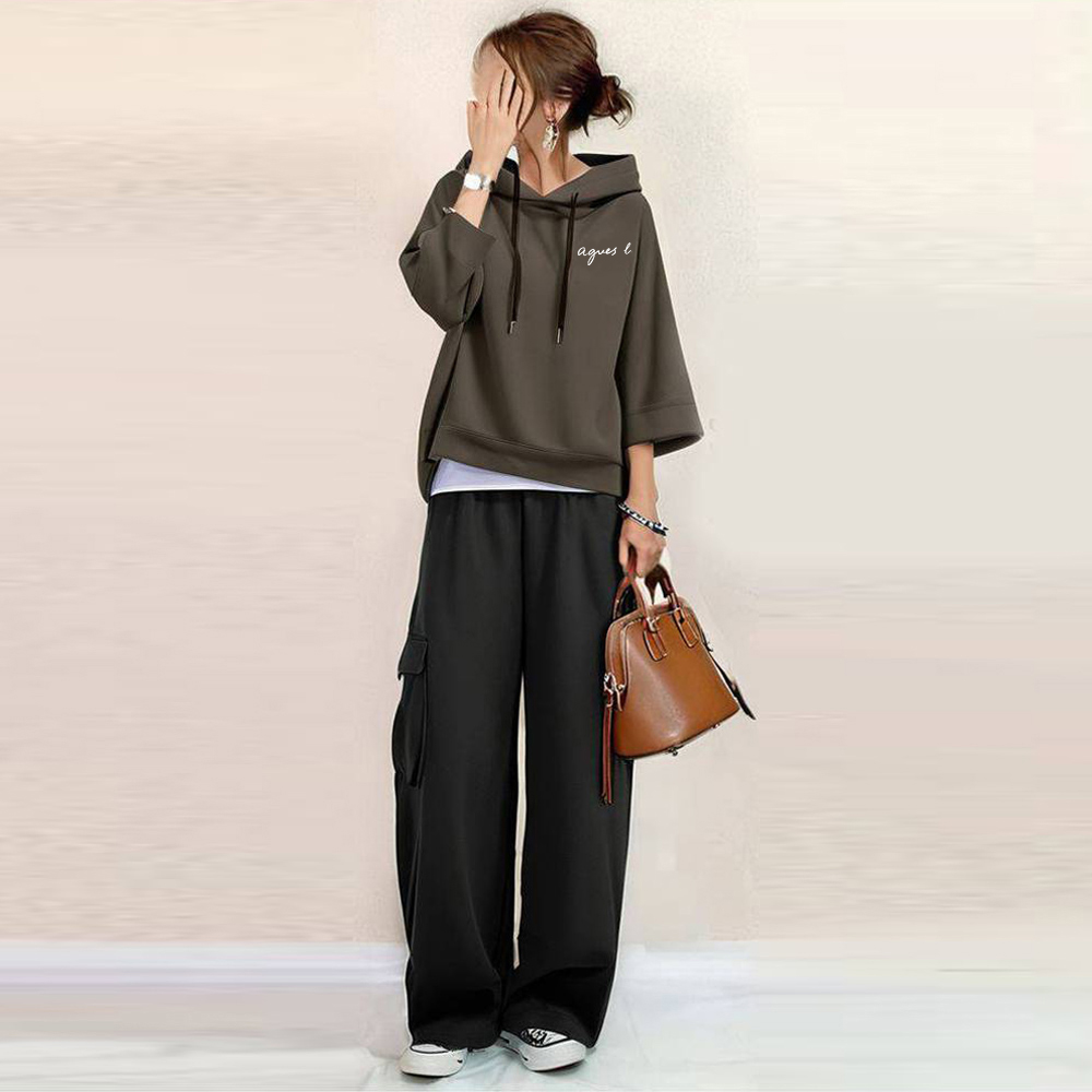 アーミーグリーン01/トップス+ブラック/パンツ/  /2点セット