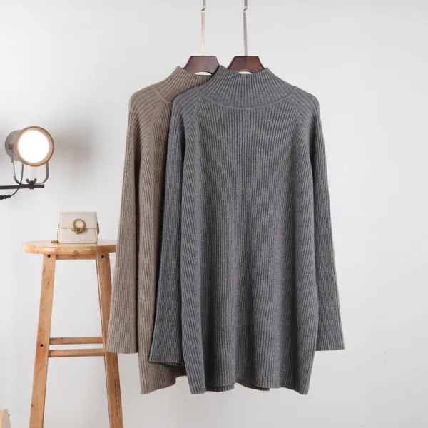シンプル  ニット  ニット / セーター  ニットトップス  ゆったり  プルオーバー  韓国風  普通  暖かい  インナー  流行  レディース  ミディ丈 / ミディアム丈