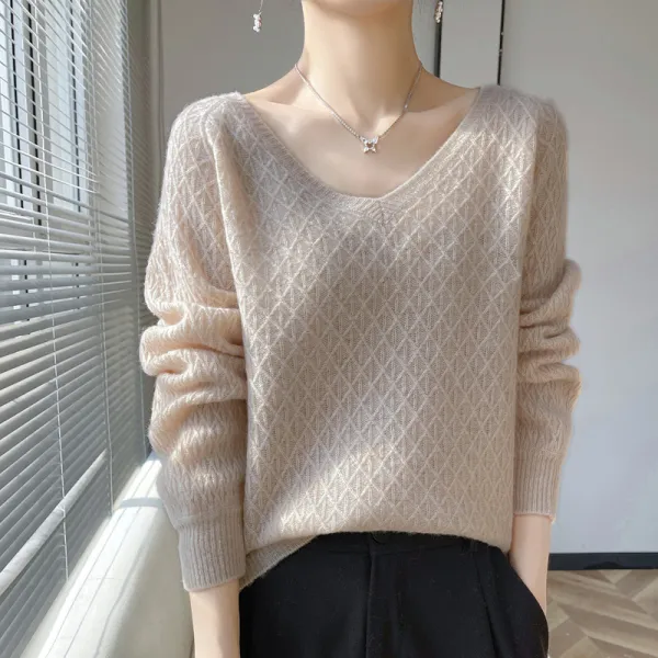 【全3色】セーター無地プルオーバー長袖｜着痩せ防寒