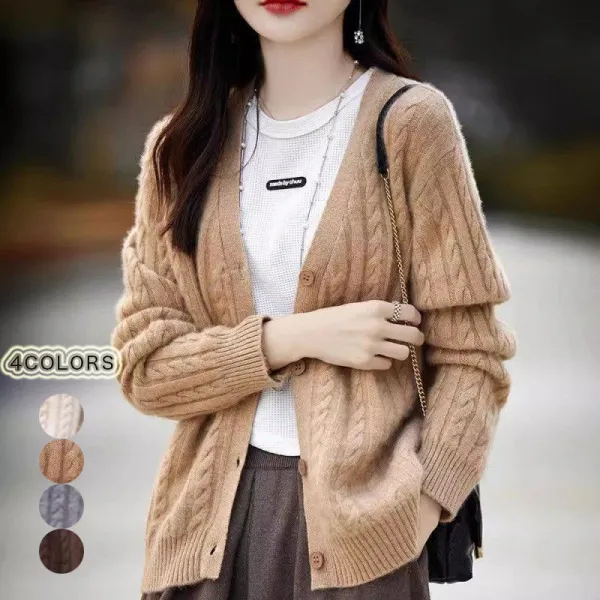【全4色】カーディガン長袖ボタン無地Vネック | 新品登場