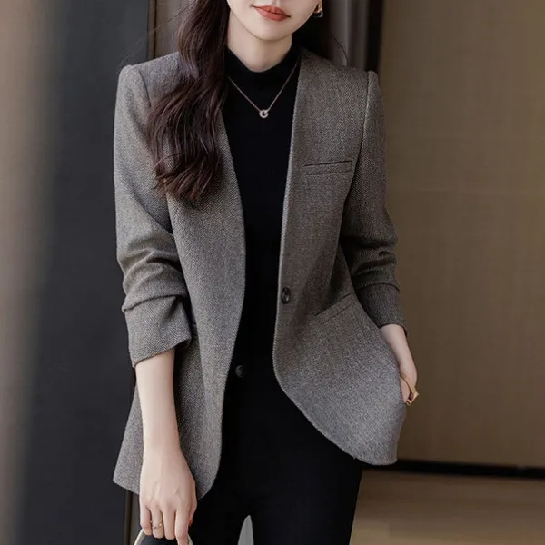 【全2色】スーツジャケット長袖Vネックカーディガン｜快適ゆったり通勤