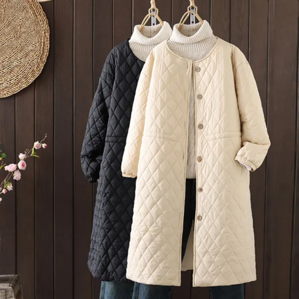 中綿コート体型をカバーラウンドネック防寒 | 見逃し厳禁