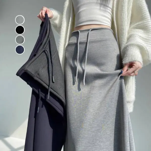 【全4色】スカート無地ベルト付きスリット｜心地よい