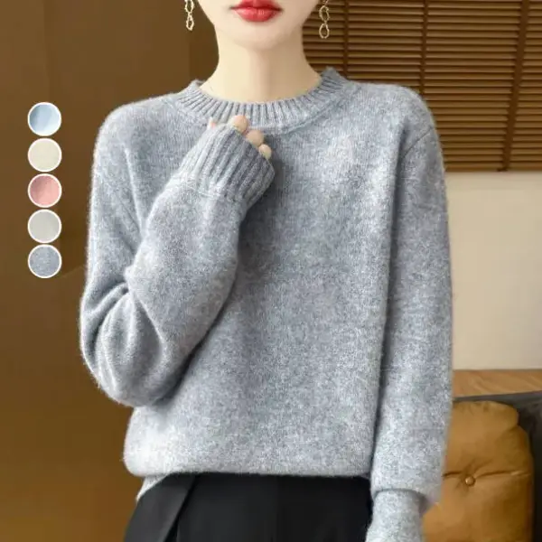 【全5色】セータープルオーバー無地ラウンドネック長袖ハーフネックニット｜着痩せ防寒
