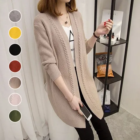 【全7色】カーディガンニット長袖無地 Vネック｜着痩せ防寒