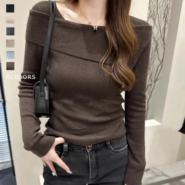 【全6色】ニット無地長袖プルオーバー | 大人のお洒落をキャッチ!