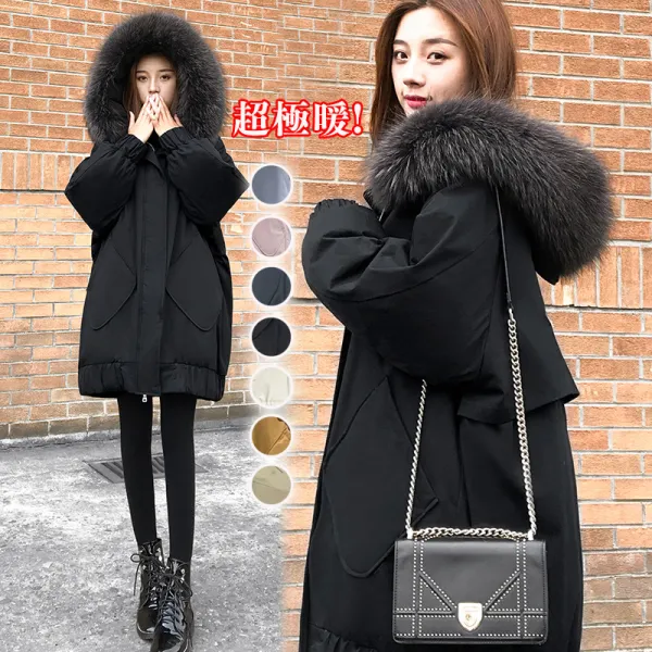 新作登場 長袖 クローズドバック フード付き 中長 無地 シンプル 中綿コート ブラック 黑 ホワイト 白 グレー グリーン ピンク