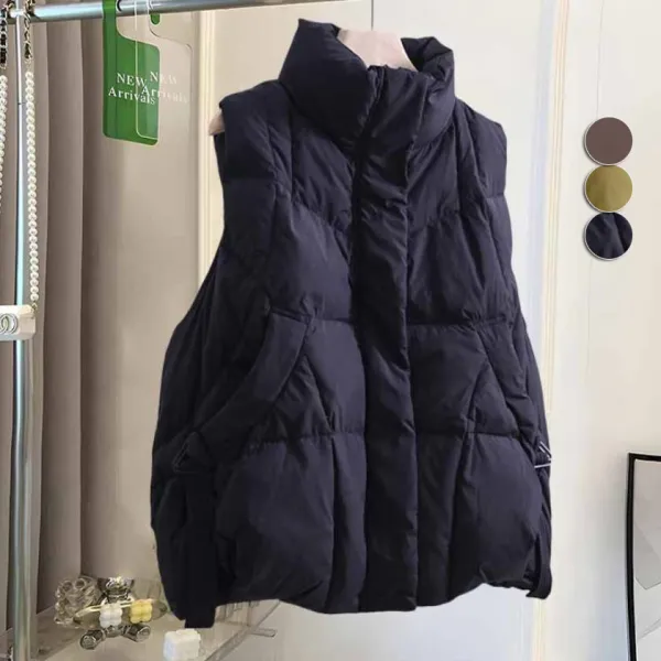 【全3色】カーディガンベストスタンドネック 無地 ノースリーブジッパー | トレンドアイテム