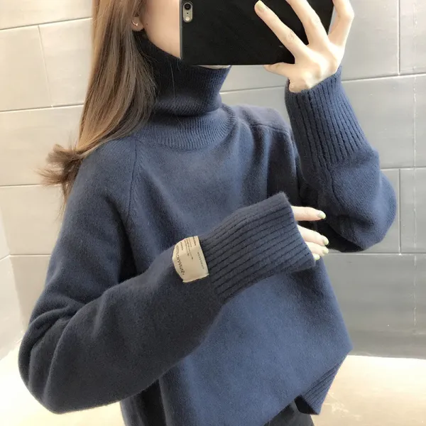 シンプル  ニット  ニット / セーター  どんなスタイルにも合う  ゆったり  タートルネック  韓国風  気質  レイジー風  インナー  新作  流行  ニットセーター