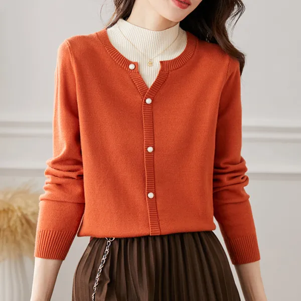 新作  フェイクレイヤード  長袖  ニット生地  ハイネック  秋