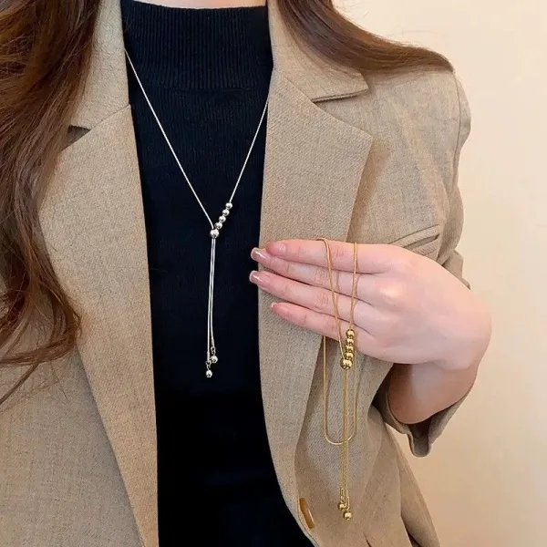 上品さたっぷり個性的なデザインおしゃれ度高めオールシーズン合金シンプルビーズネックレス