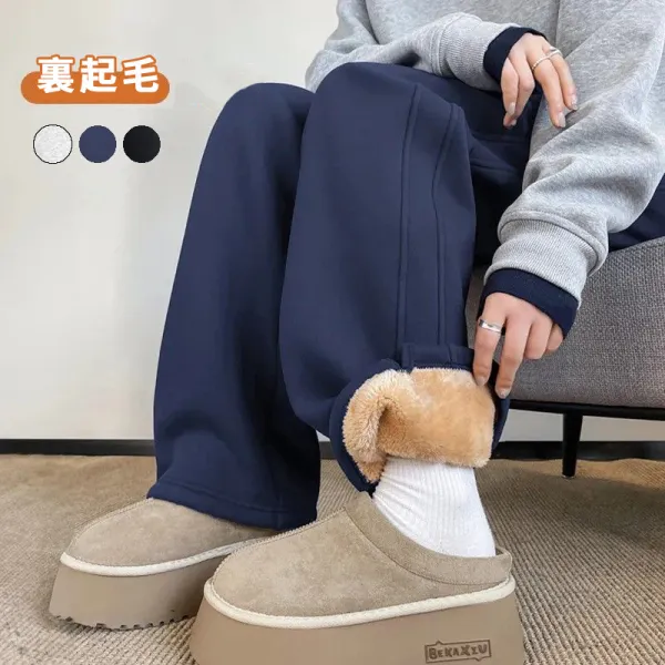 早い者勝ちです! 防寒 ハイウエスト ロング丈 フェイクファー 無地 スポーツ カジュアルパンツ