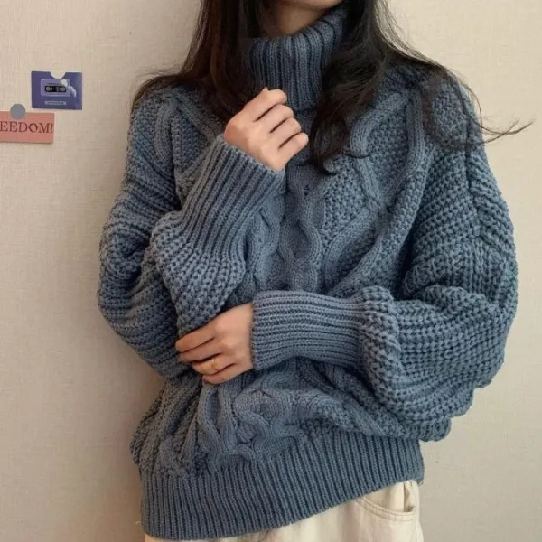 新品登場☆オススメハイネックプルオーバー長袖無地ファッションニット・セーター