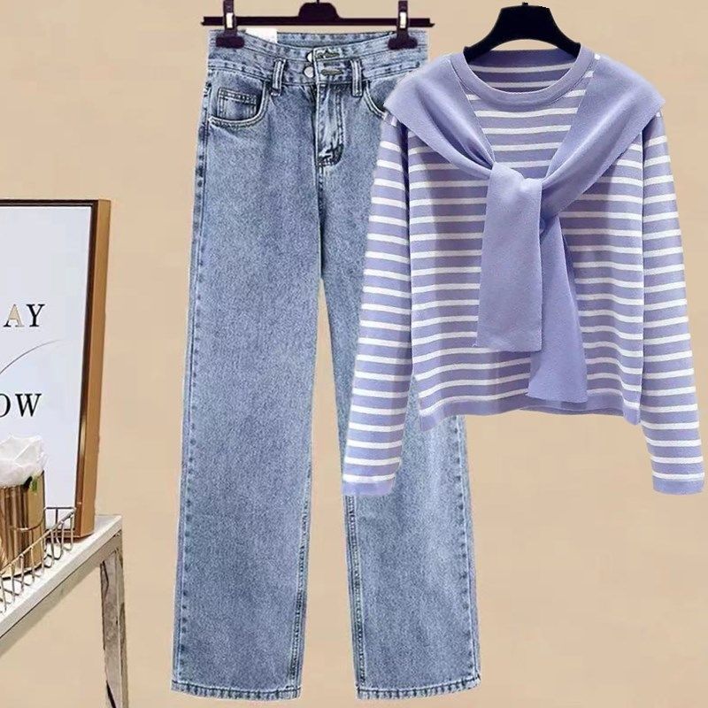 パープル/tシャツ+カジュアルパンツ/セット