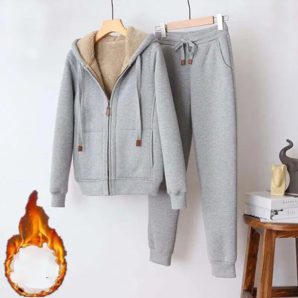 【2点SET】フード付きファッション無地アウター+ボウタイカジュアルパンツセット