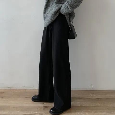 定番シンプルハイウエストキレカジ無地ロング丈/アンクル丈イージーパンツ